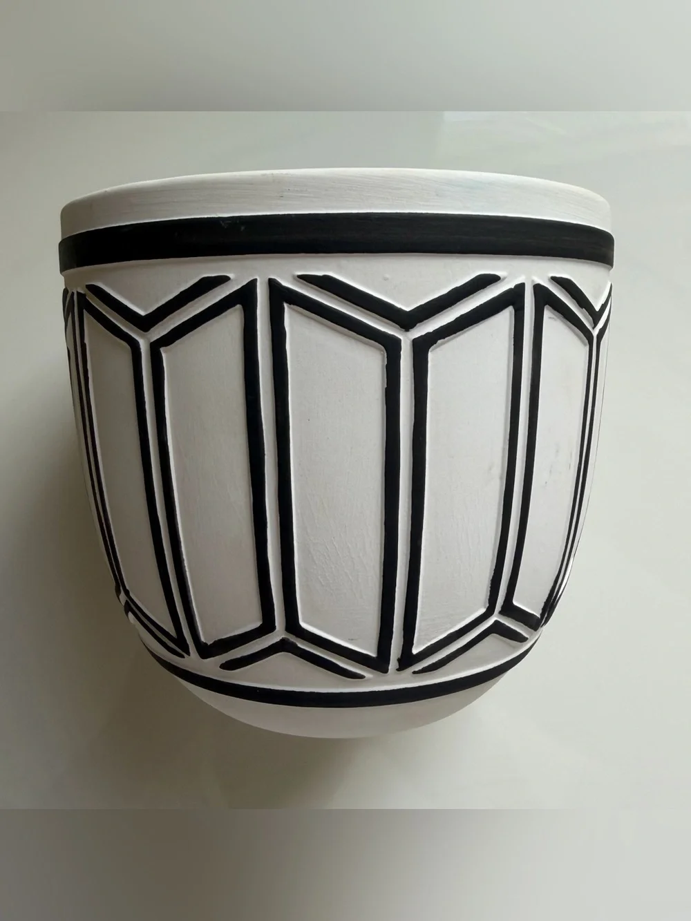 West Elm Ceramic Planter Pot Ceramic White Black Blue 4.25 diameter
